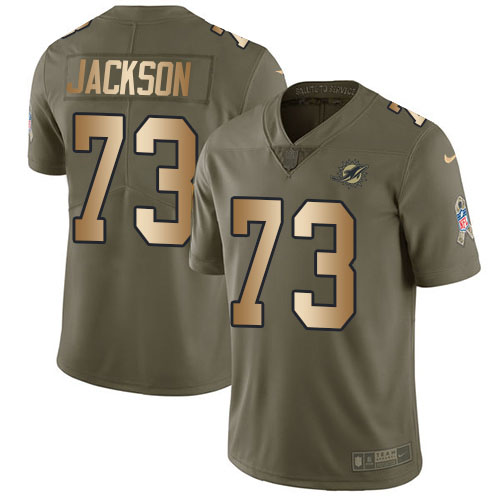 Miami Dolphins #73 Austin Jackson Olive Gold Men Stitched NFL Limited 2017 Salute To Service Jersey
